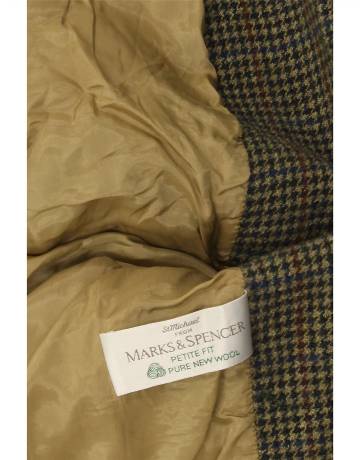 Jachetă pentru femei Marks & Spencer Petite Blazer UK 12 Medium Green Houndstooth