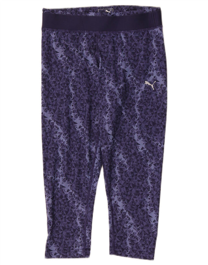 Leggings Capri Puma pentru femei UK 10, poliester geometric, albastru marin