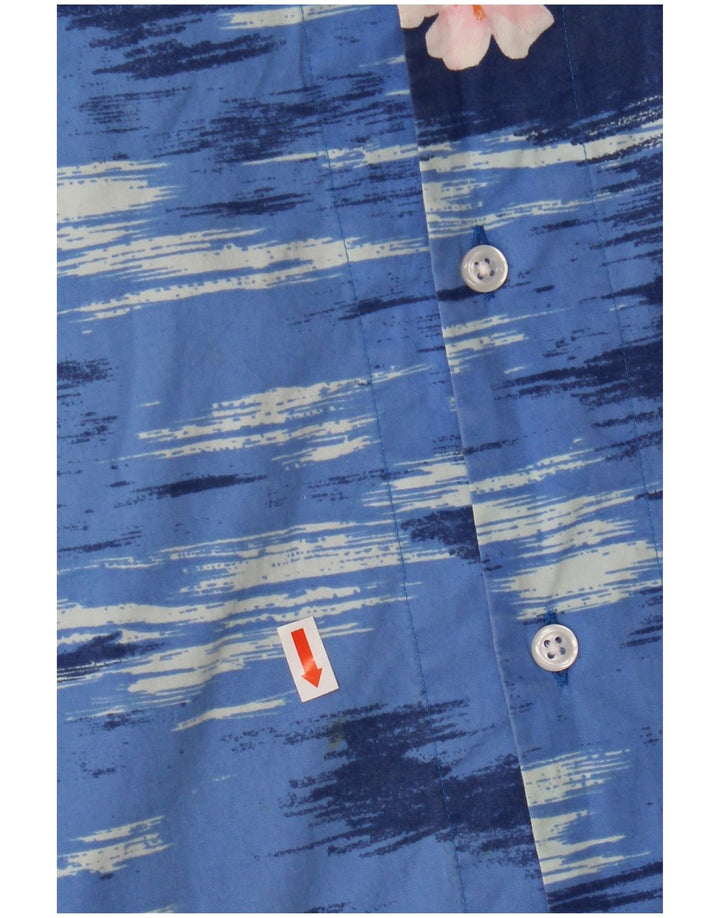 Cămașă cu mânecă scurtă pentru bărbați J. CREW, din bumbac floral, albastru mediu