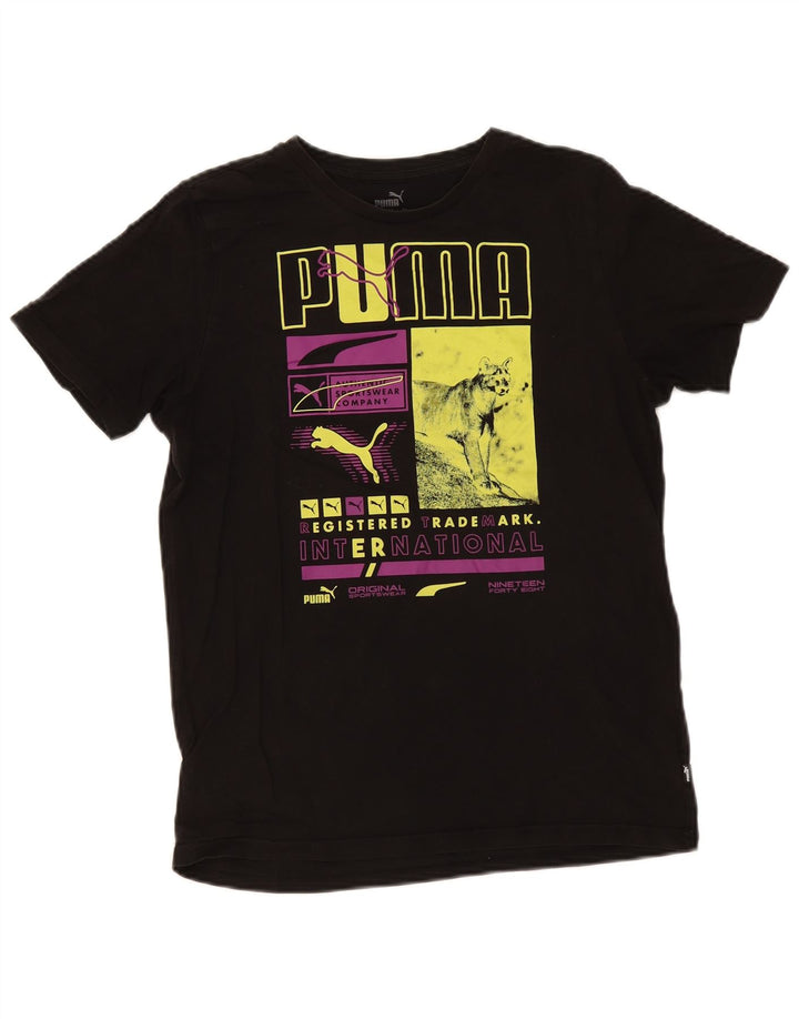 Tricou grafic Puma pentru bărbați Top mic, negru, bumbac