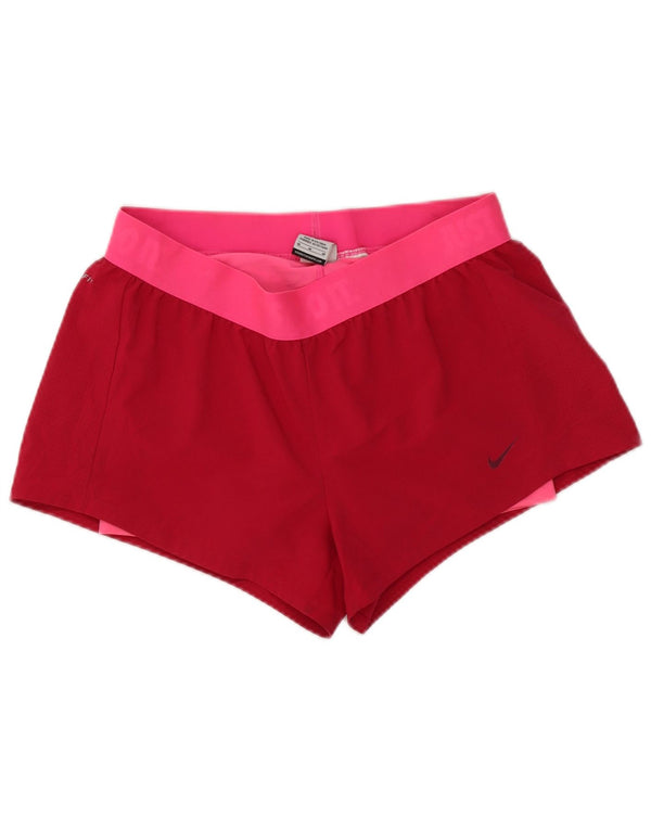 Pantaloni scurți sport Nike Dri Fit pentru femei UK 14 Medium Pink Colorblock