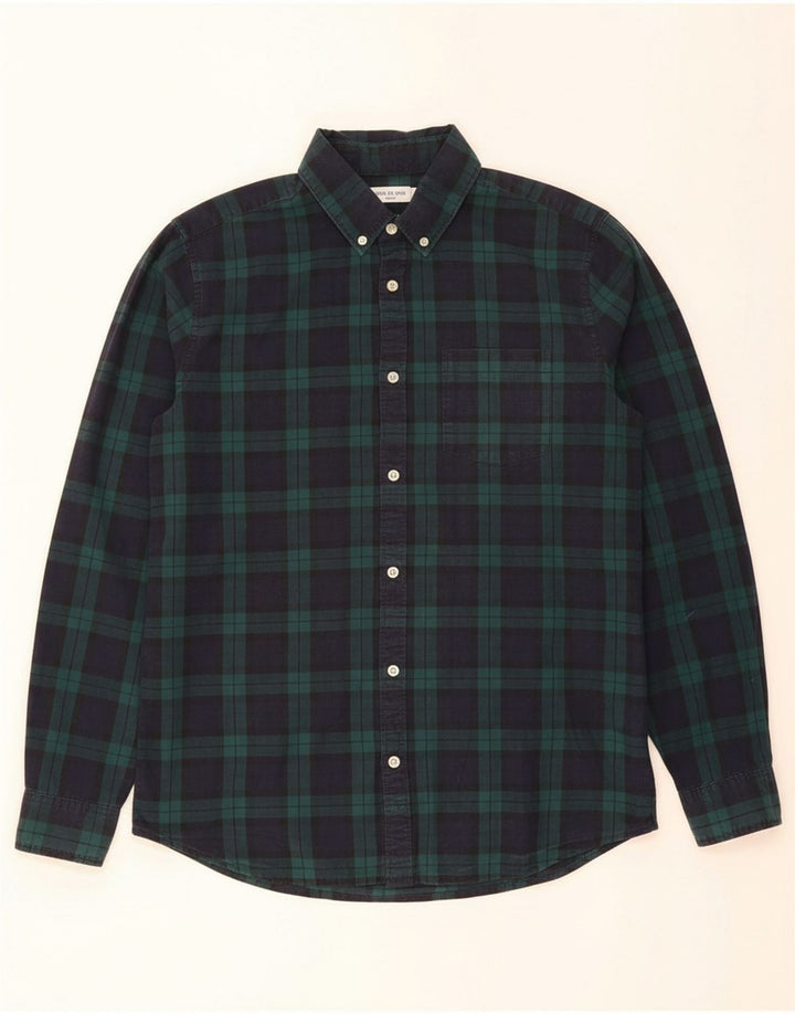 GAP Mens Slim Shirt Large Navy Blue Check Cotton