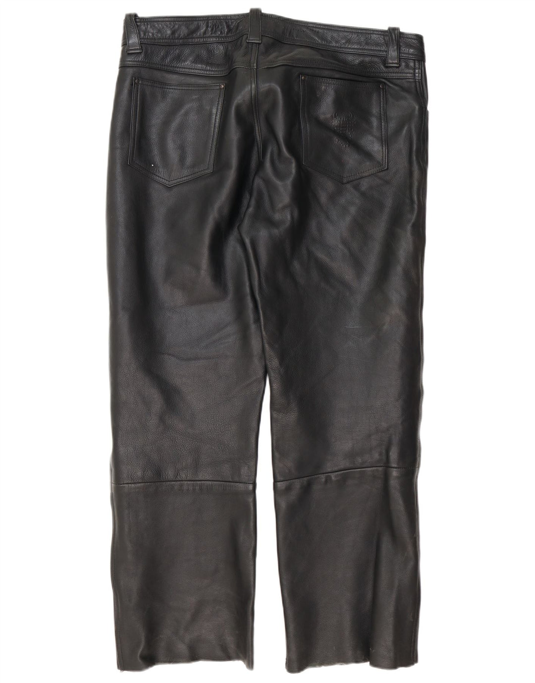 Pantaloni drepți din piele vintage pentru bărbați L40 L30 negri