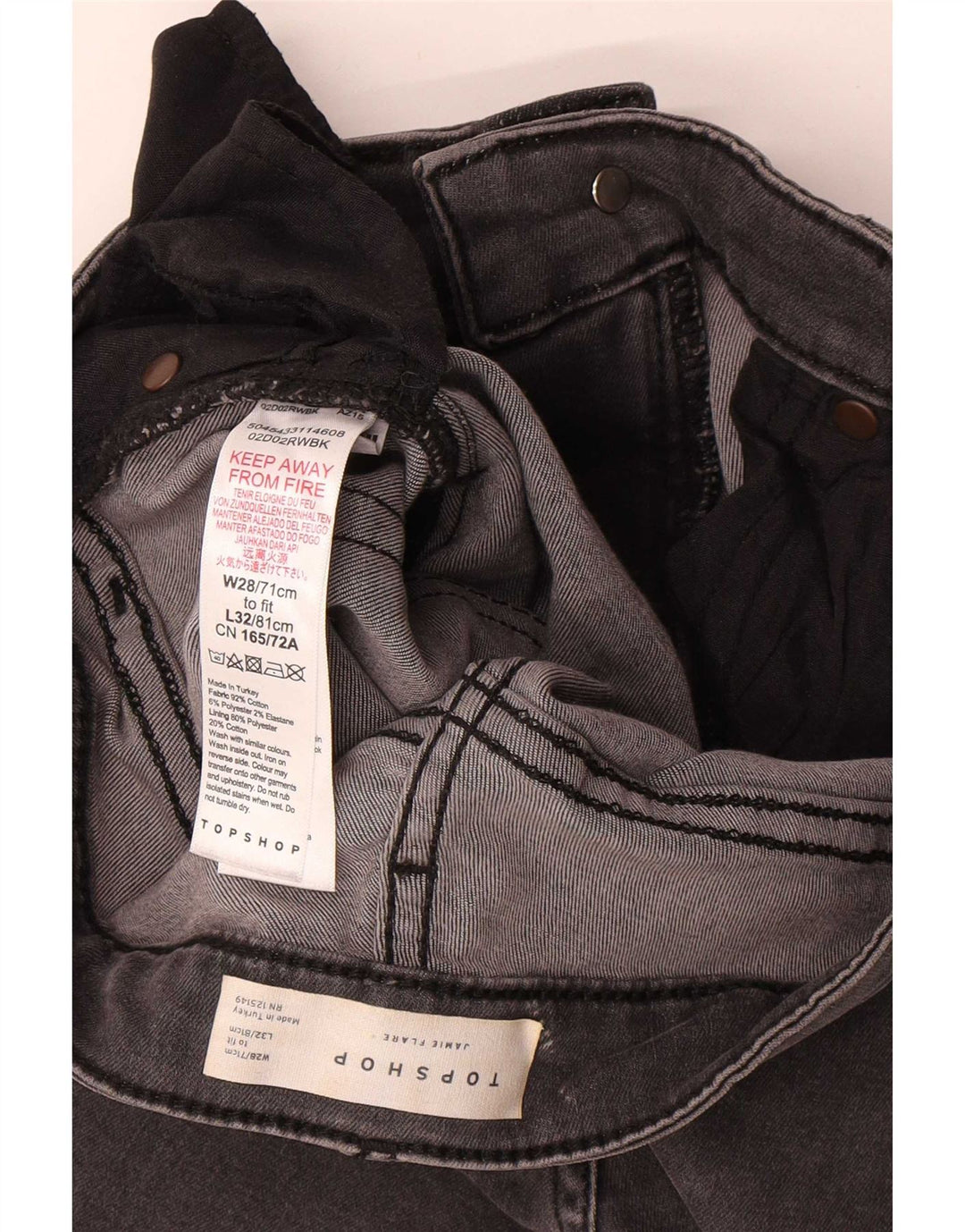 Blugi evazați Jamie Topshop pentru femei W28 L32 bumbac gri