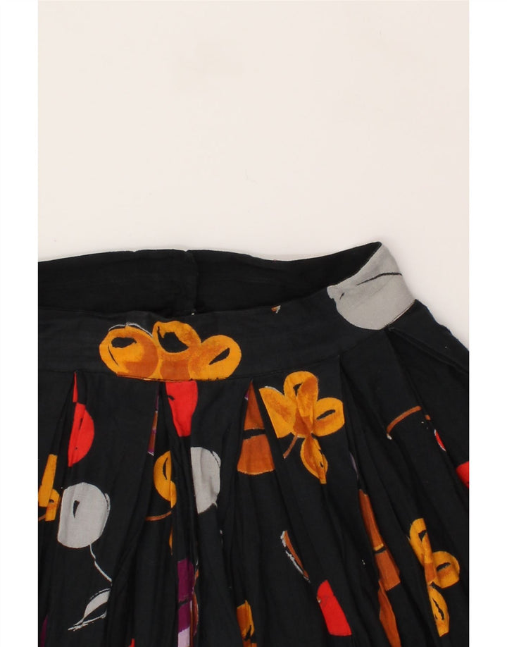 VINTAGE Womens Flared Skirt W28 Medium Black Floral Vintage Vintage and Second-Hand Vintage from Messina Hembry 