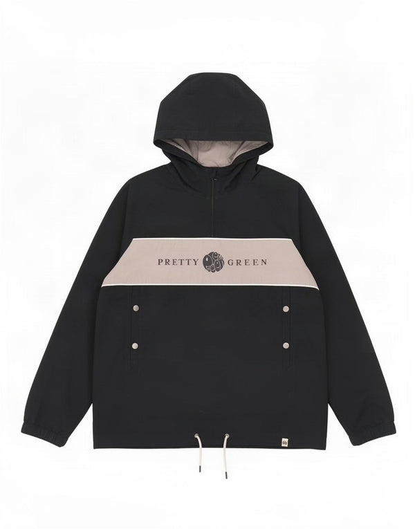 Jachetă Anorak cu glugă pentru bărbați Pretty Green UK 40, mare, negru, colorblock