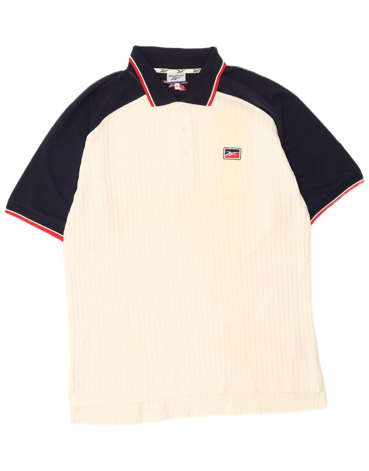 Tricou polo Reebok pentru bărbați, bumbac color bloc alb mediu