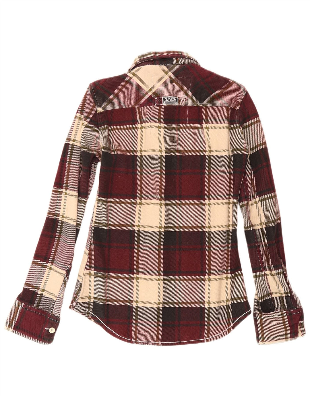 Cămașă de flanel pentru bărbați Superdry, bumbac cu carouri burgundy