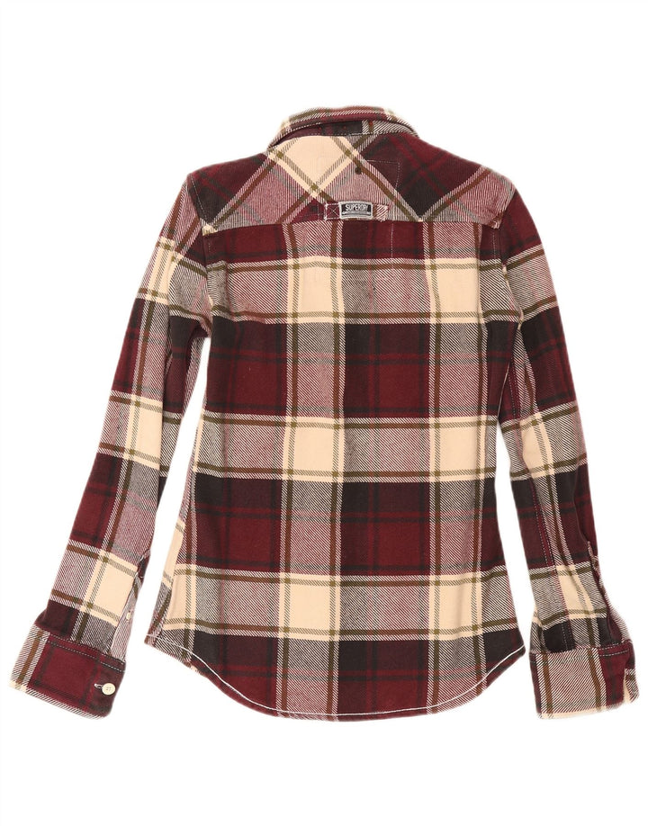 Cămașă de flanel pentru bărbați Superdry, bumbac cu carouri burgundy