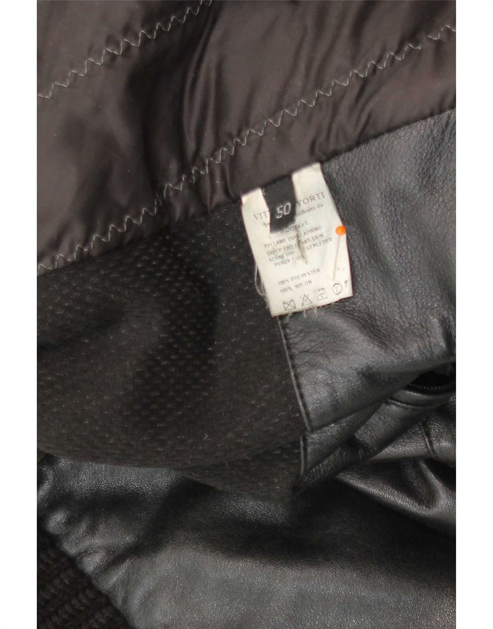 Vittorio Forti Bomber din piele pentru bărbați IT 50 Large Black