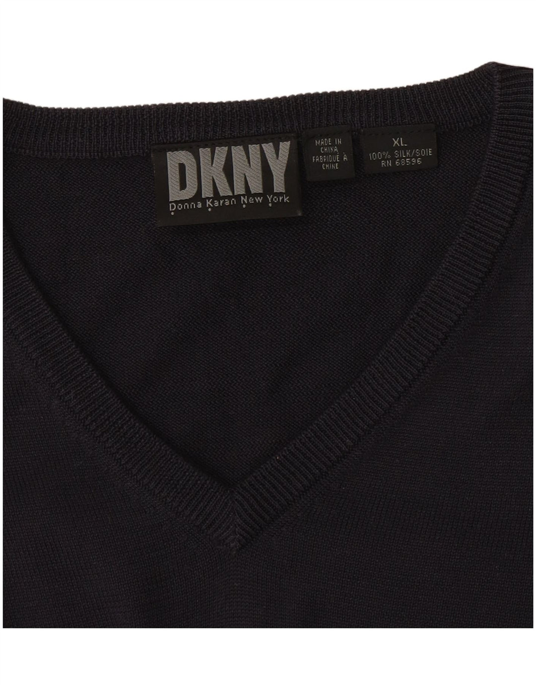 Pulover Dkny pentru bărbați cu decolteu în V, XL, mătase bleumarin