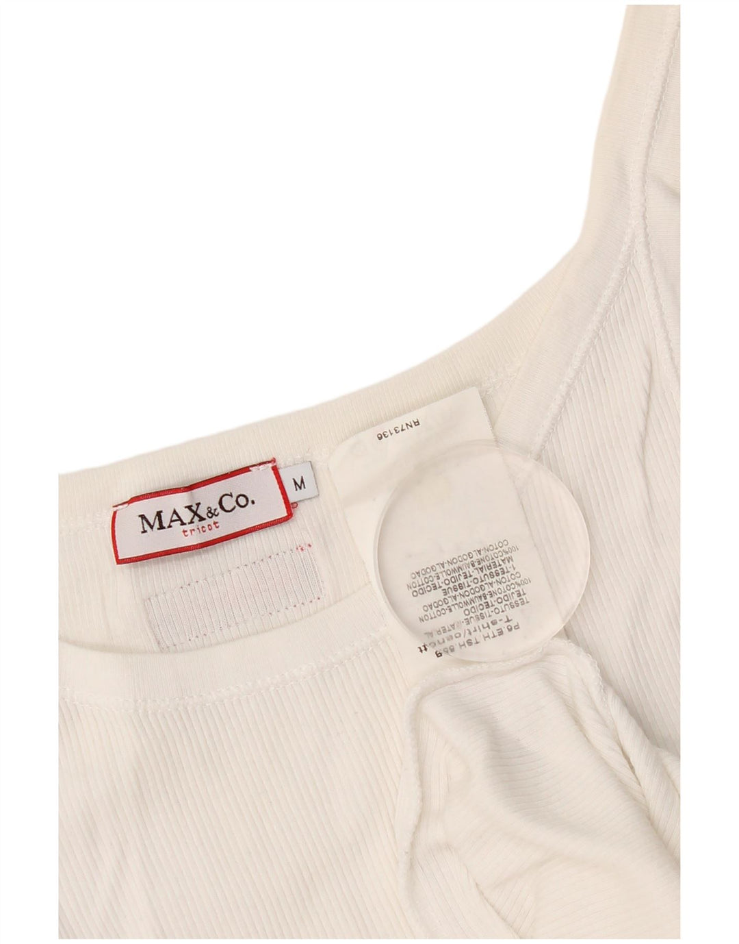 Max & Co. Crop Cami Top pentru femei UK 12 Medium White Bumbac