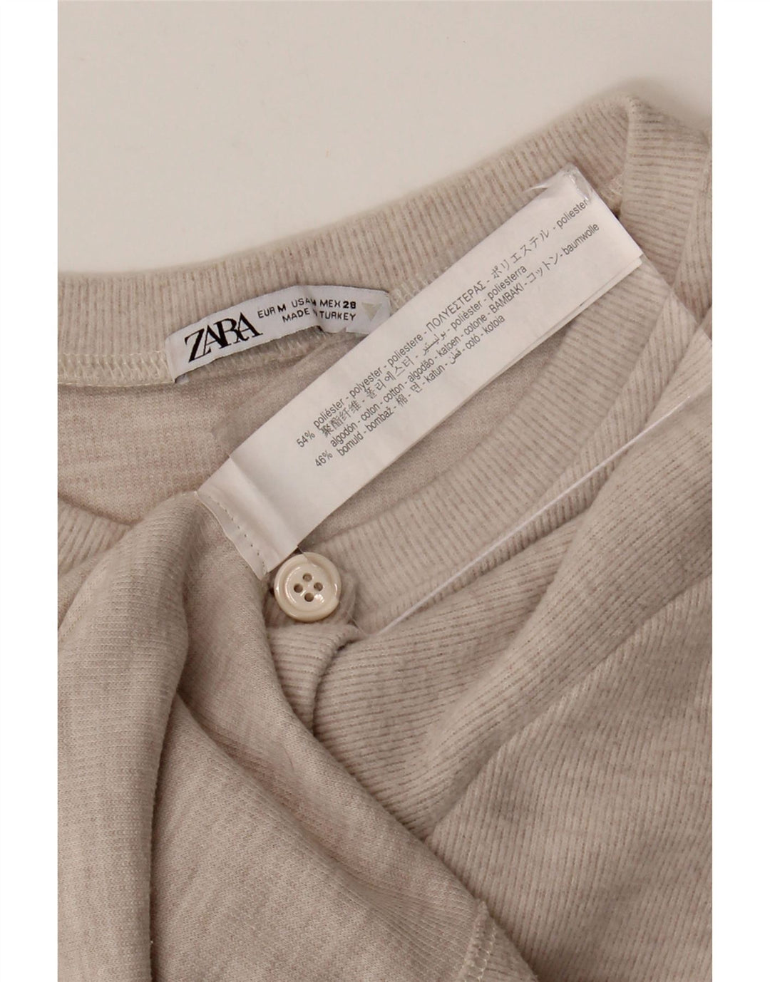 Pulover cardigan pentru femei Zara UK 12 Medium Bej Poliester