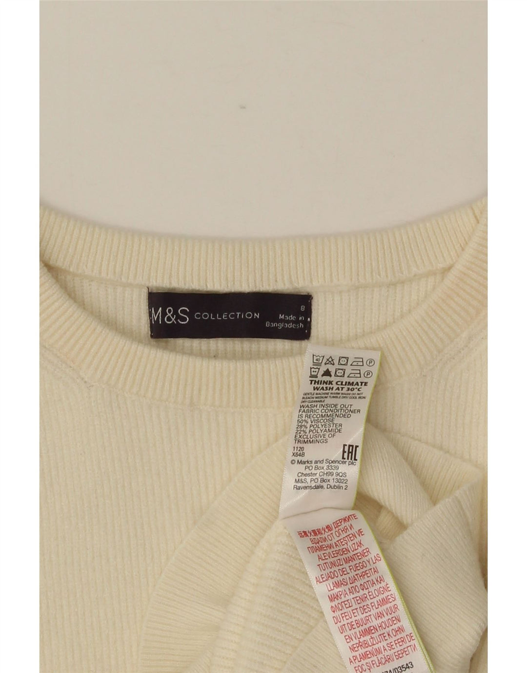 MARKS & SPENCER Pulover pentru femei cu decolteu rotund UK 8 Mic Bej