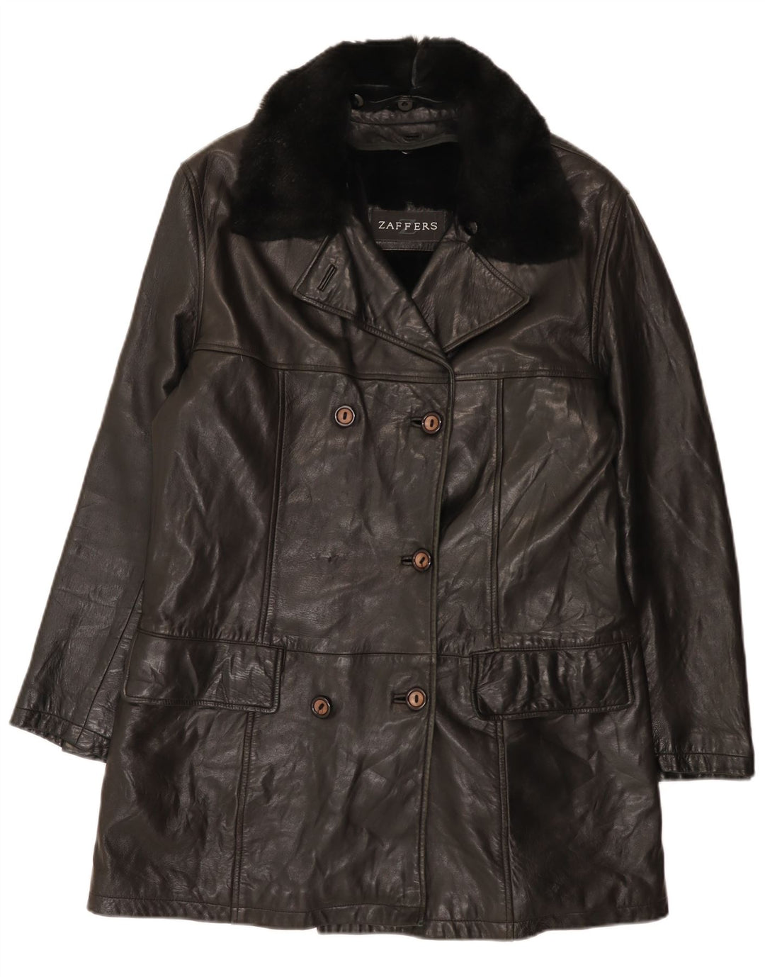 Palton din piele pentru femei Zaffers IT 42 Medium Negru