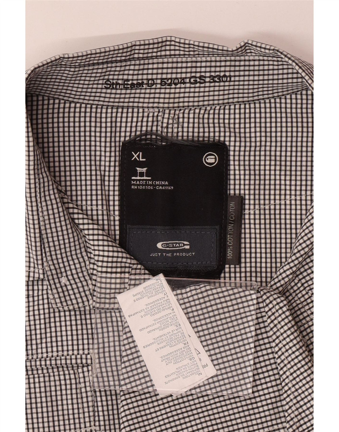 Cămașă pentru bărbați G-STAR XL, bumbac negru cu carouri