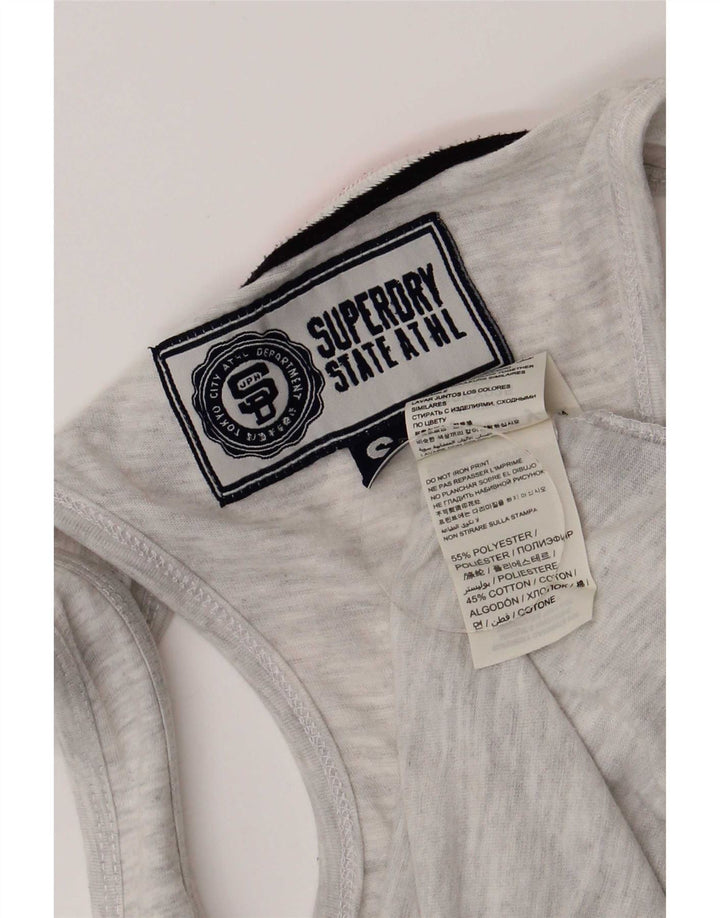 Top cu vestă grafică pentru bărbați Superdry, poliester moale, gri mic