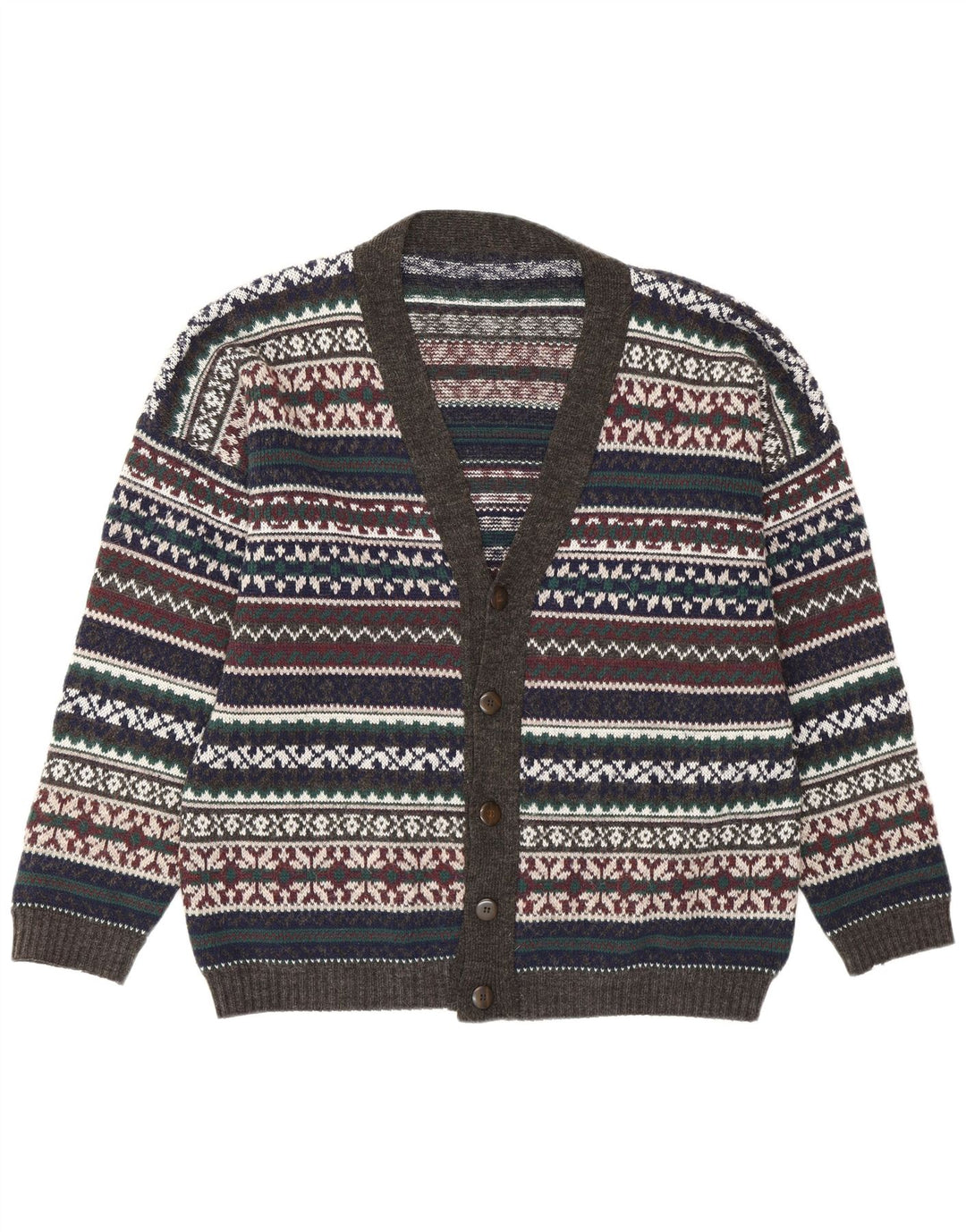 Cardigan Vintage pentru bărbați, mare, multicolor, fair isle retro