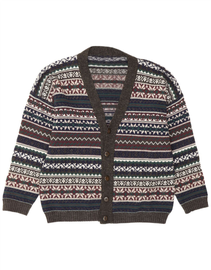Cardigan Vintage pentru bărbați, mare, multicolor, fair isle retro