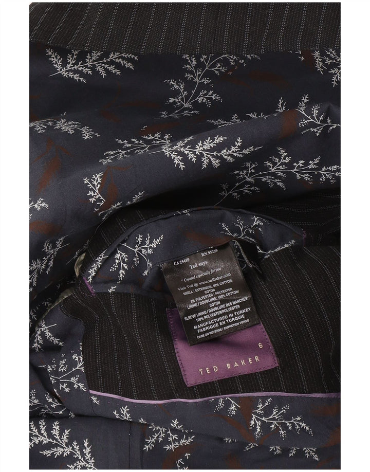 Sacou Ted Baker pentru bărbați, cu 2 nasturi, mărimea 6, 2XL, bumbac cu dungi, albastru bleumarin