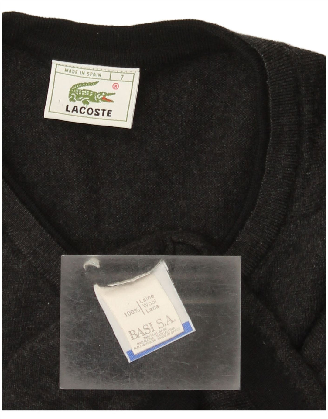 Pulover cu decolteu în V Lacoste pentru bărbați Mărimea 7 2XL Lână gri