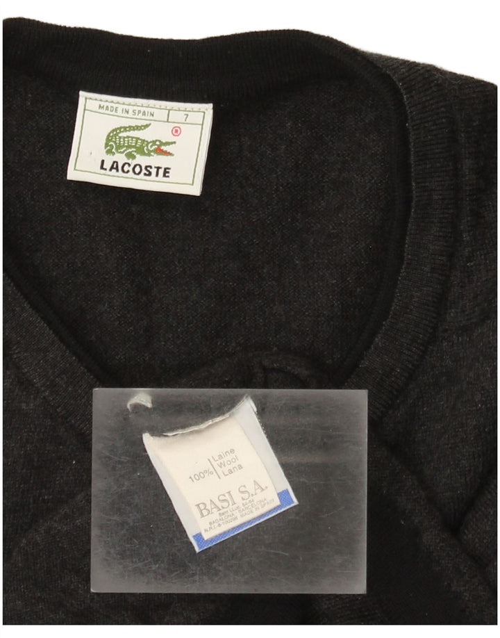 Pulover cu decolteu în V Lacoste pentru bărbați Mărimea 7 2XL Lână gri