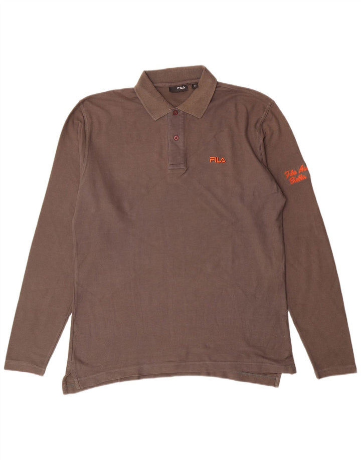 Tricou polo FILA pentru bărbați, bumbac, gri mediu, clasic