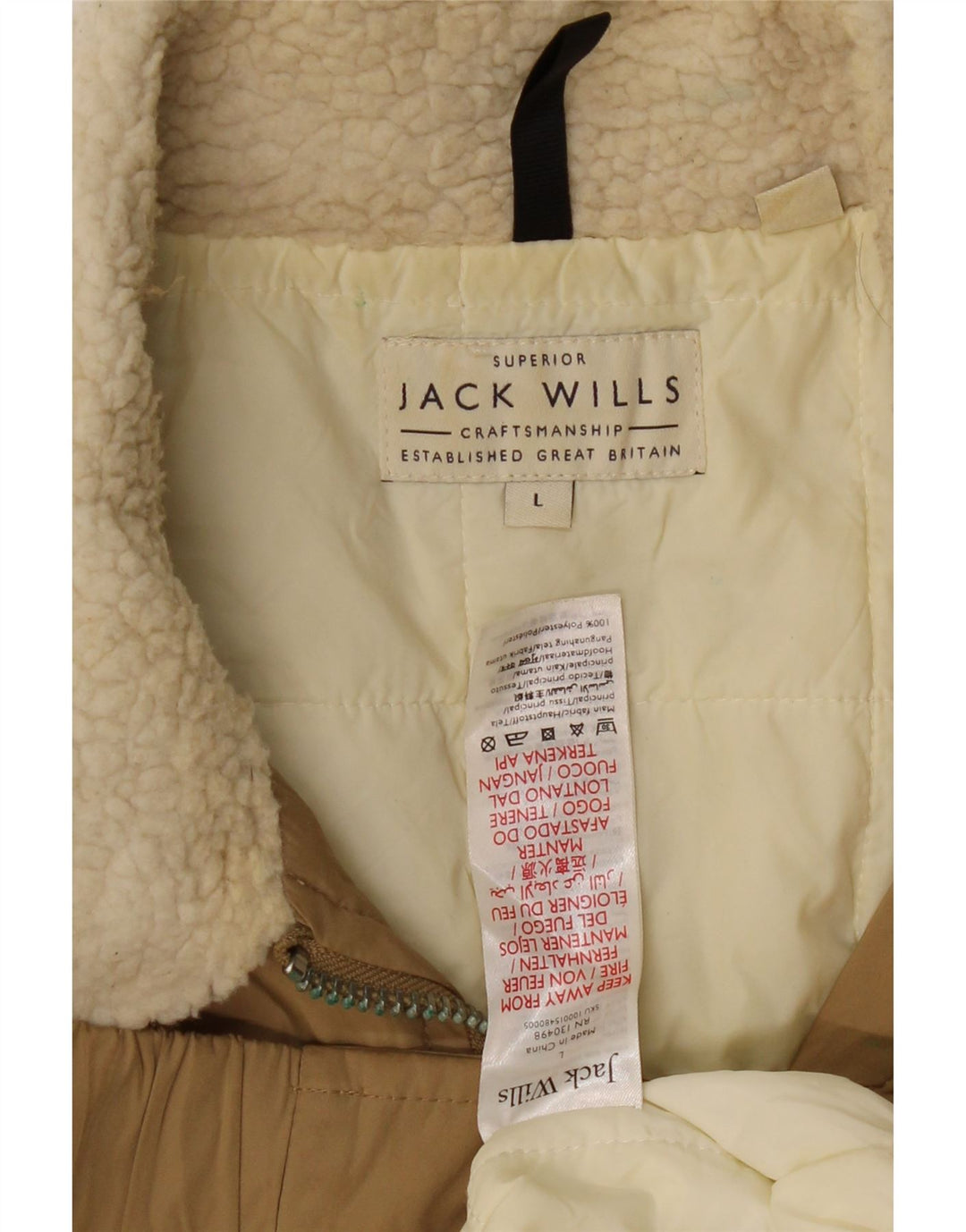 Jack Wills Bomber Jacket pentru bărbați UK 40 mare, bej, poliester