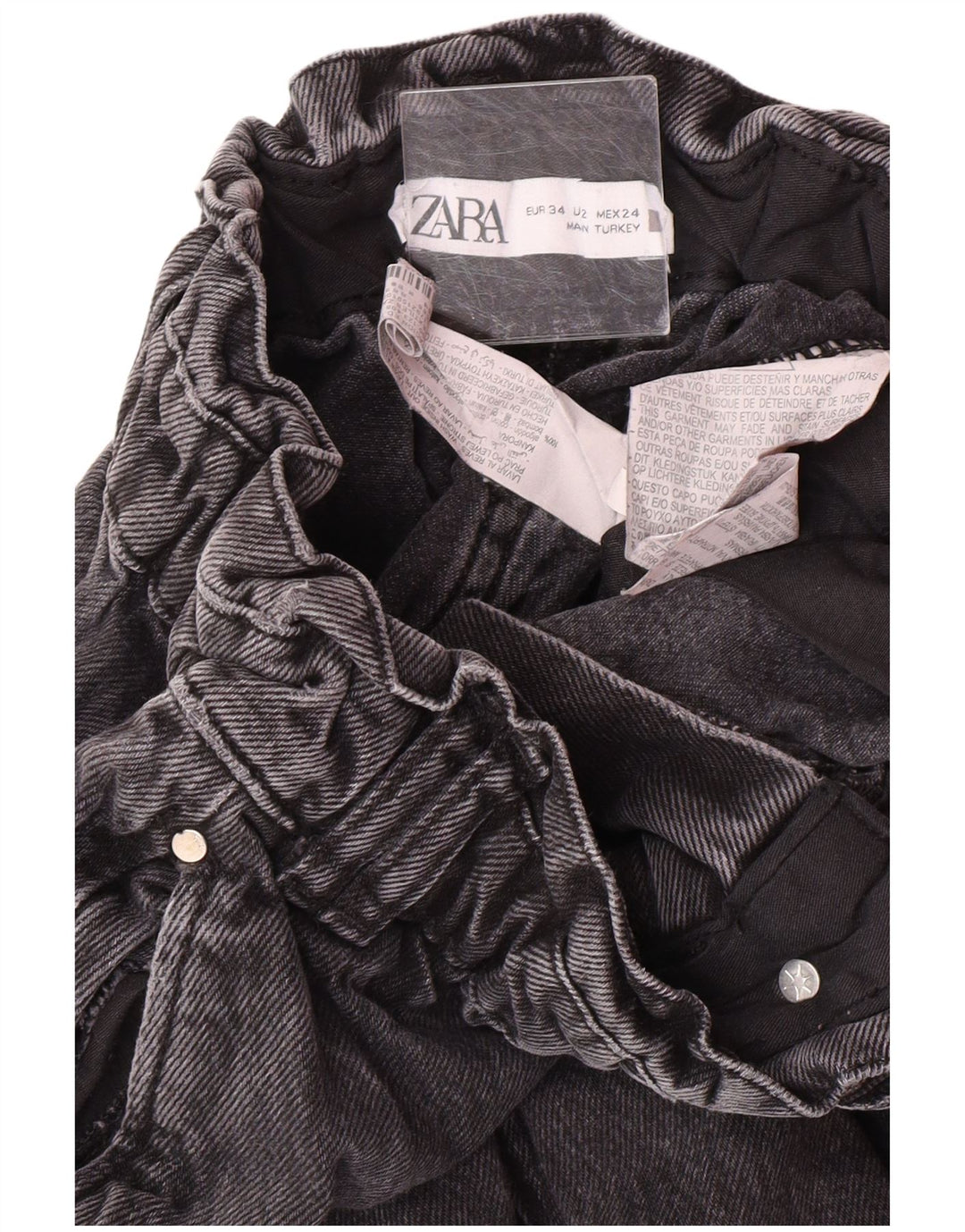 Blugi conici pentru femei cu talie înaltă Zara EU 34 2XS L24 L25 Gri Bumbac Modern