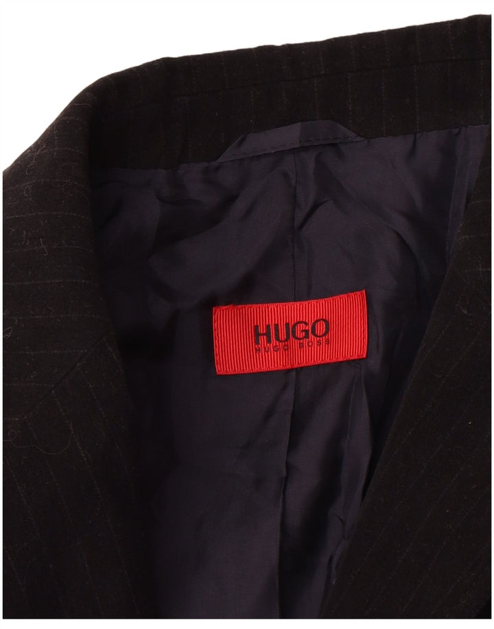 Blazer pentru bărbați HUGO BOSS, cu 2 nasturi, EU 50, bumbac mare negru cu dungi