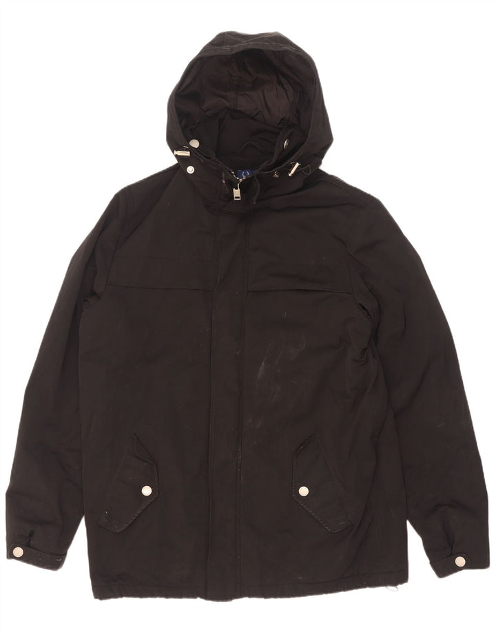 Jachetă de vânt cu glugă pentru bărbați Fred Perry UK 38, nailon mediu negru