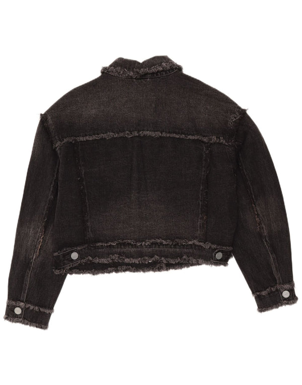 All Saints Jachetă de blugi supradimensionată pentru femei, UK 10, bumbac negru mic
