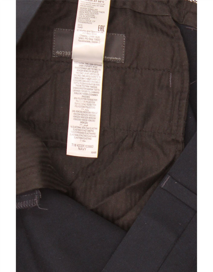 Pantaloni chino subțiri pentru bărbați Marks & Spencer L40 L33 Poliester bleumarin