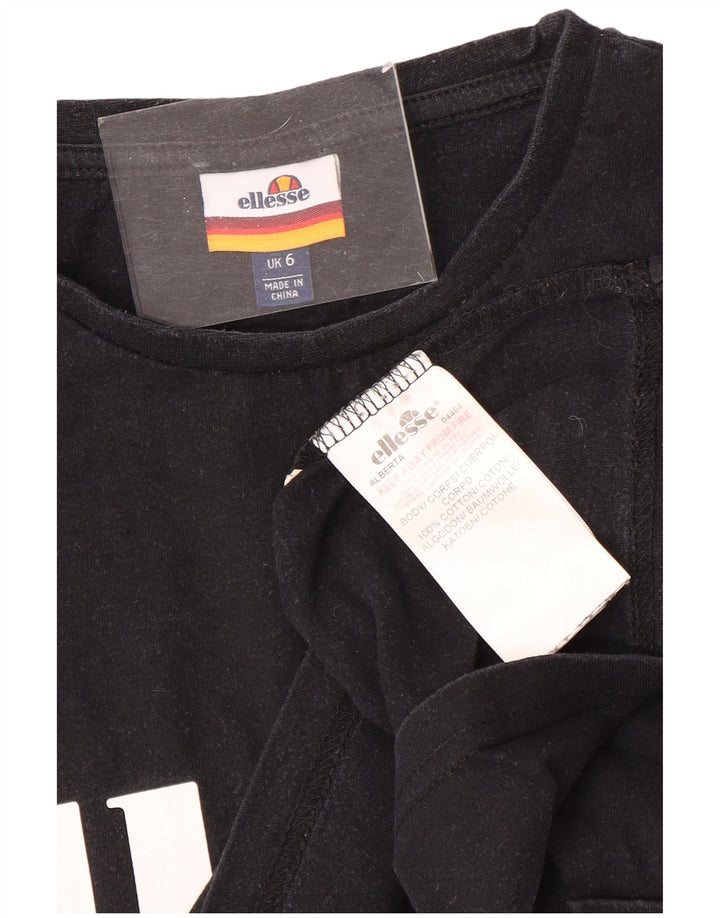ELLESSE Tricou cu grafică supradimensionată pentru femei UK 6 XS Bumbac negru