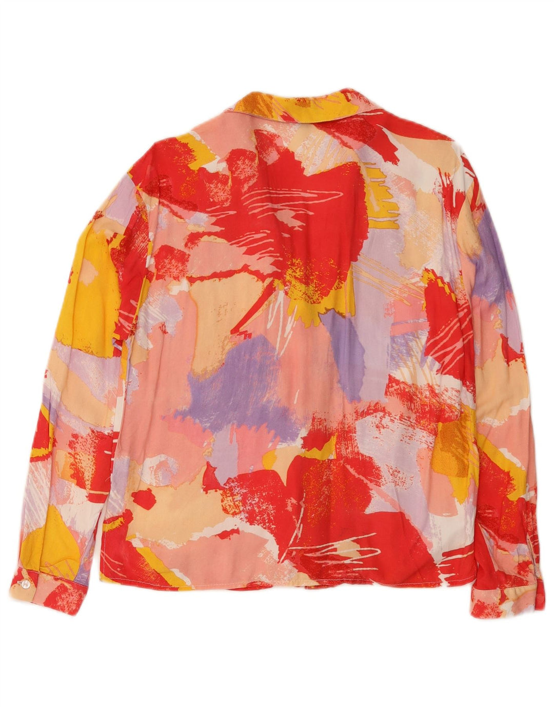 Bluză de cămașă cu model abstract pentru femei vintage UK 10 mic multicoloră