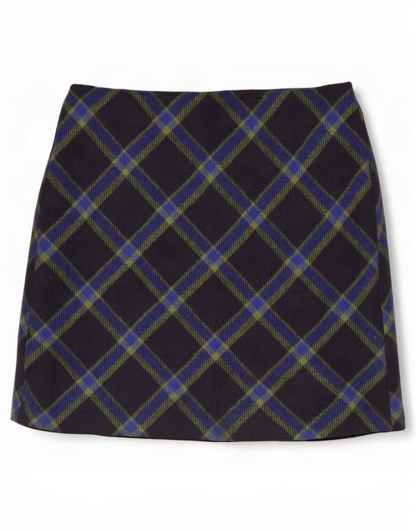 Fusta mini Hobbs pentru femei UK 14 Large W32 Blue Marine Check Wool