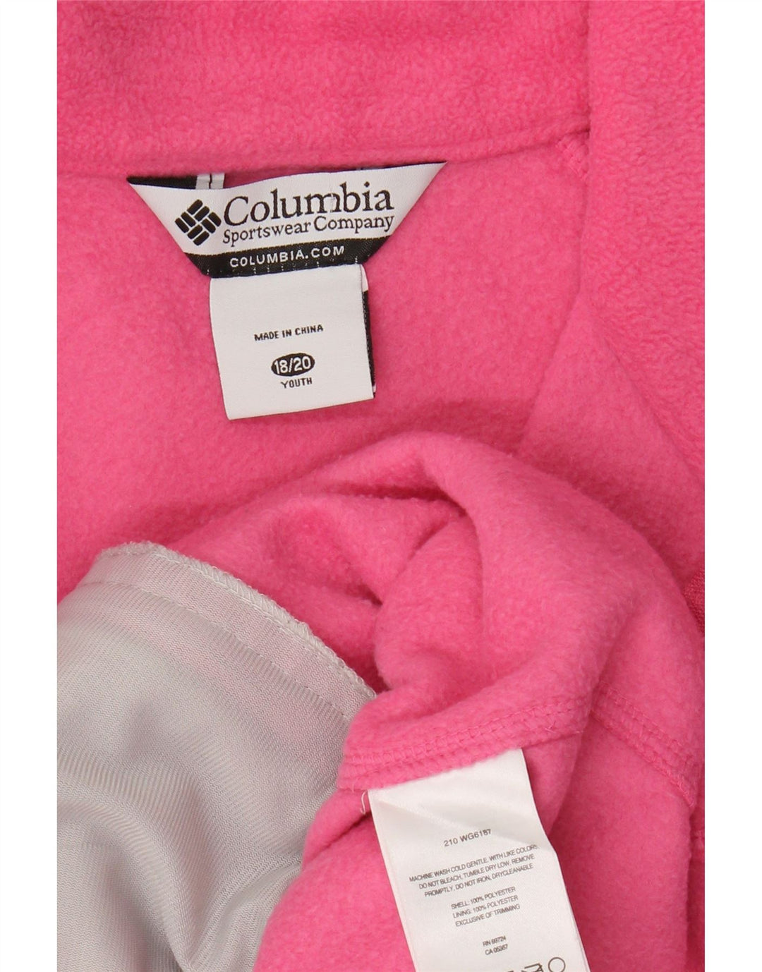 COLUMBIA Girls Fleece Jacket 15-16 Years Pink Polyester Vintage Columbia and Second-Hand Columbia from Messina Hembry 