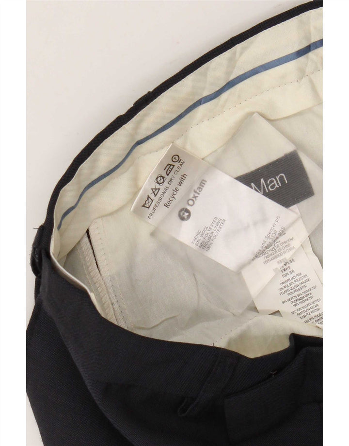 Marks & Spencer Pantaloni drepți pentru bărbați L32 L31 Lână bleumarin