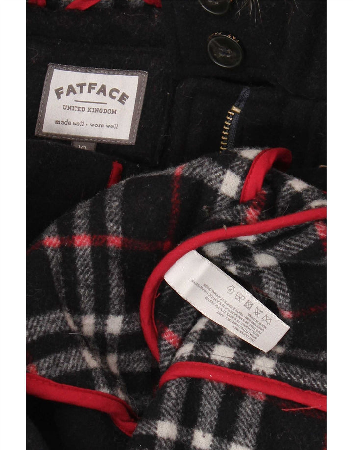 Jachetă duffle cu glugă pentru femei Fat Face UK 10 Mic Lână bleumarin