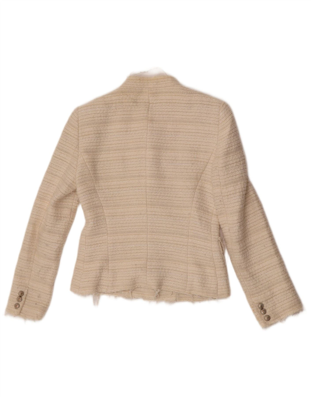 Sacou blazer pentru femei Zara, cu 4 nasturi, UK 10, mic alb