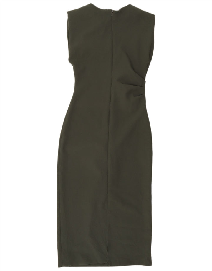 Rochie teacă fără mâneci pentru femei Zara UK 12 Poliester kaki mediu