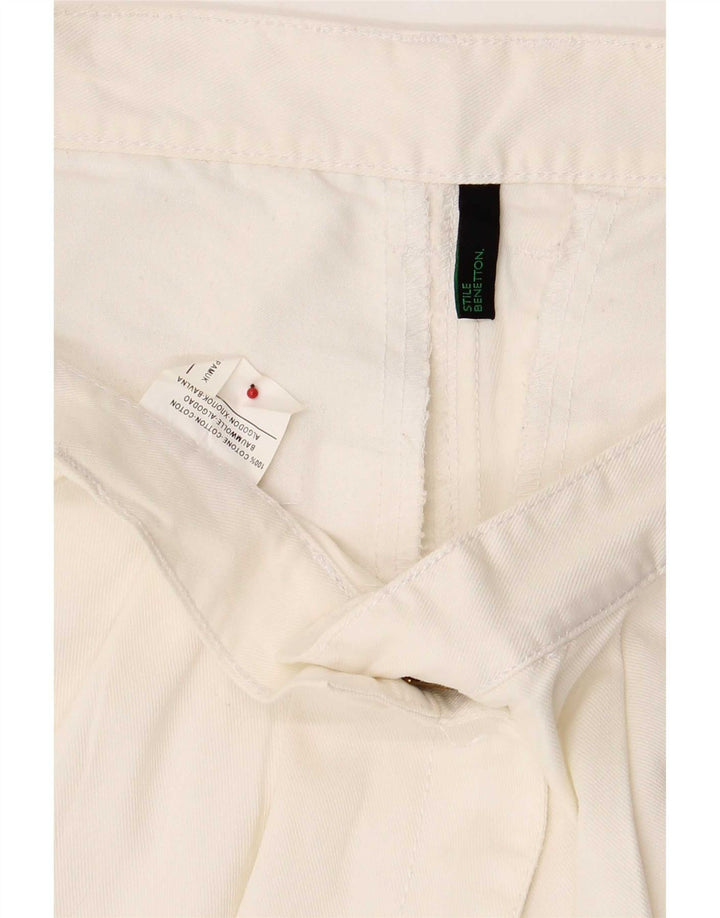 Pantaloni scurți chino pegged pentru femei Benetton W30 bumbac alb mediu