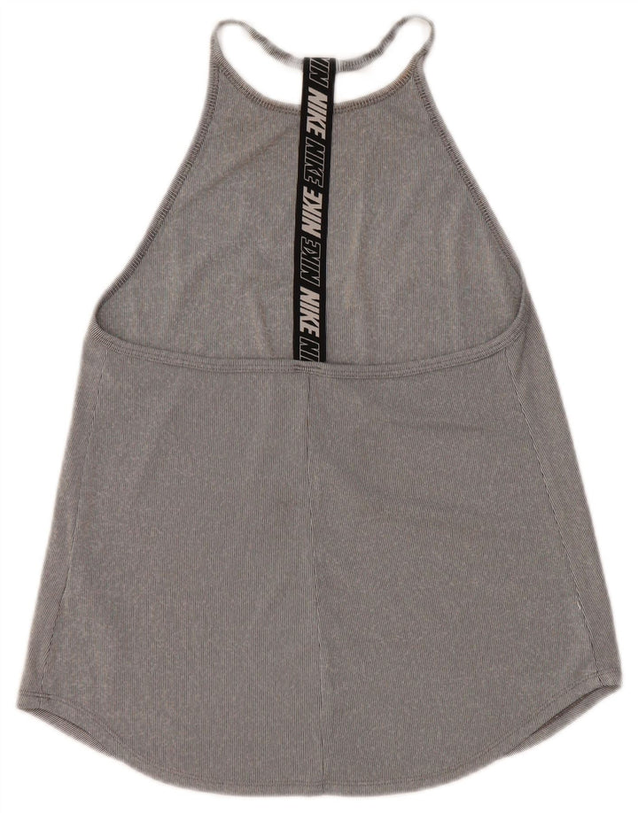 Top cu vestă grafică Nike Dri Fit pentru femei UK 8 Small, gri, poliester color bloc