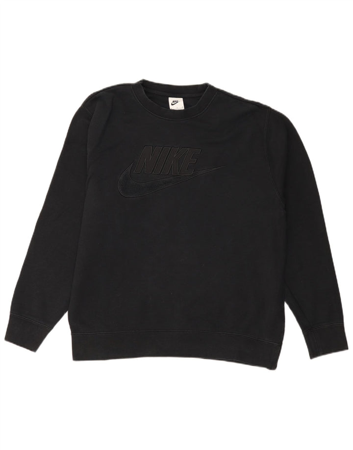 Hanorac grafic pentru bărbați Nike Pulover mediu din bumbac negru