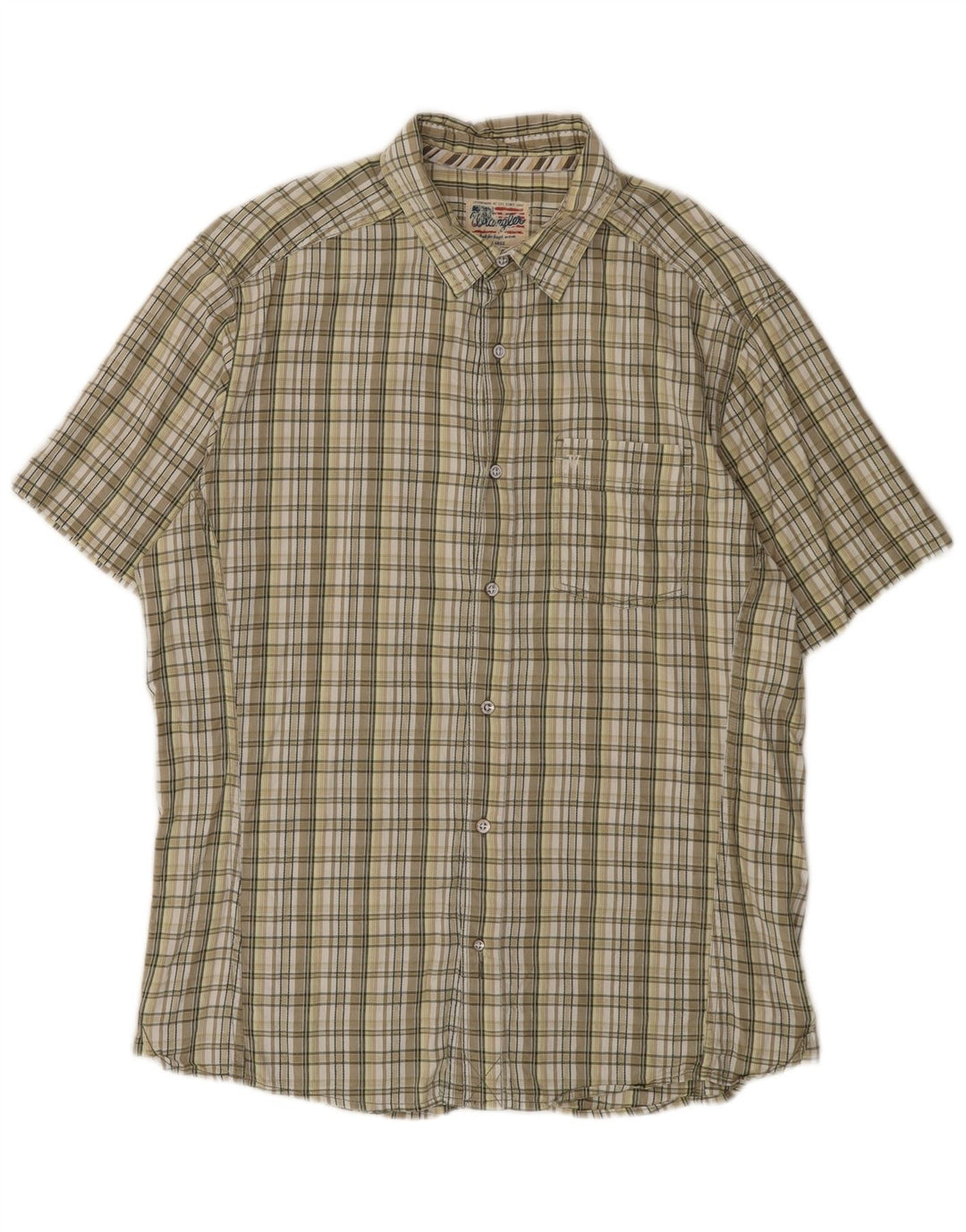 Cămașă cu mânecă scurtă pentru bărbați Wrangler XL, bumbac cu carouri bej