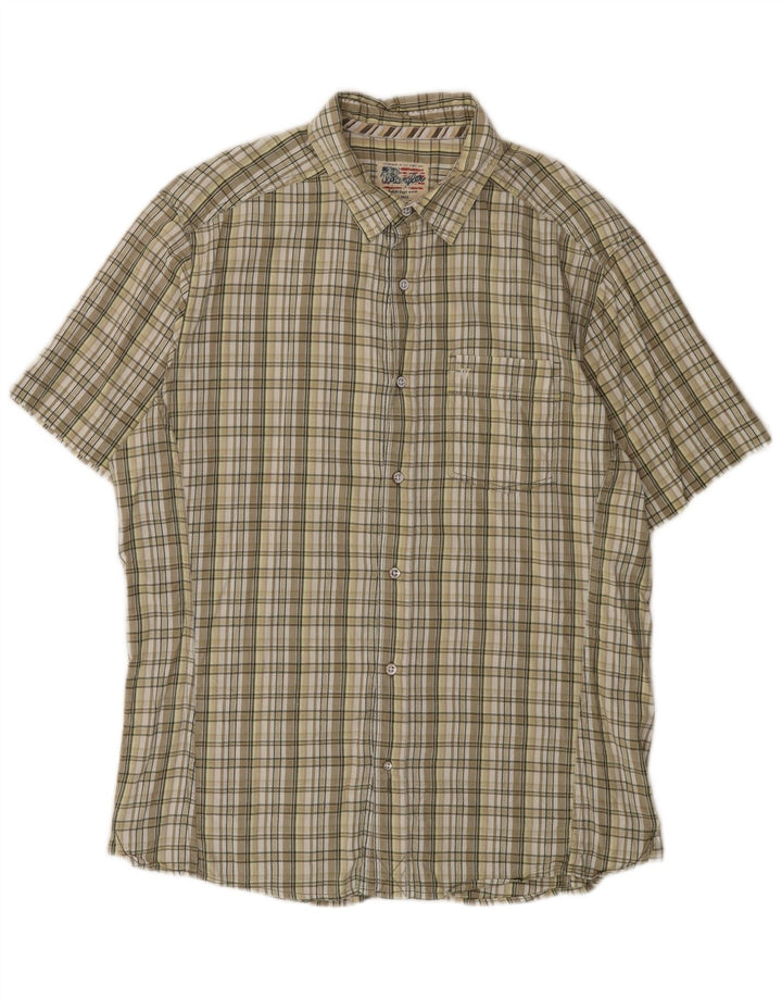 Cămașă cu mânecă scurtă pentru bărbați Wrangler XL, bumbac cu carouri bej