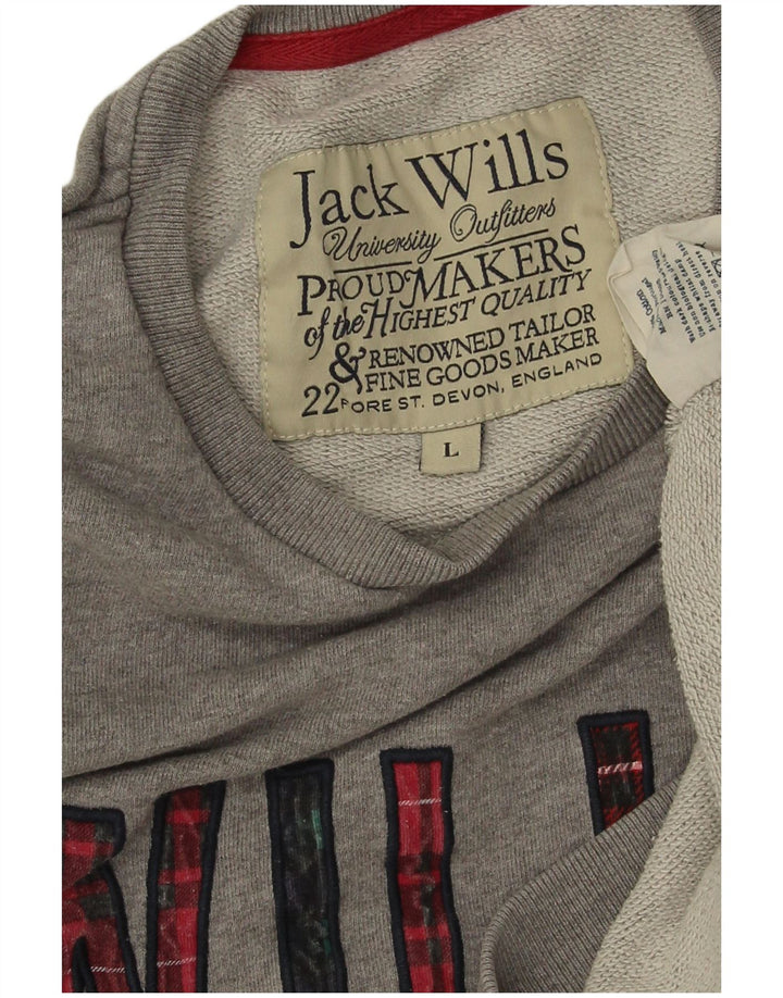 JACK WILLS Pulover grafic pentru bărbați, bumbac mare, gri