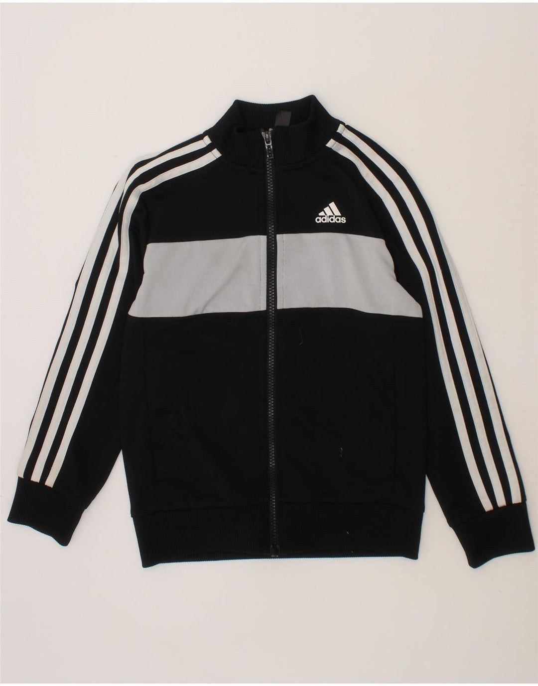 ADIDAS Boys Tracksuit Top Jacket 7-8 Years Black Colourblock Polyester Vintage Adidas and Second-Hand Adidas from Messina Hembry 