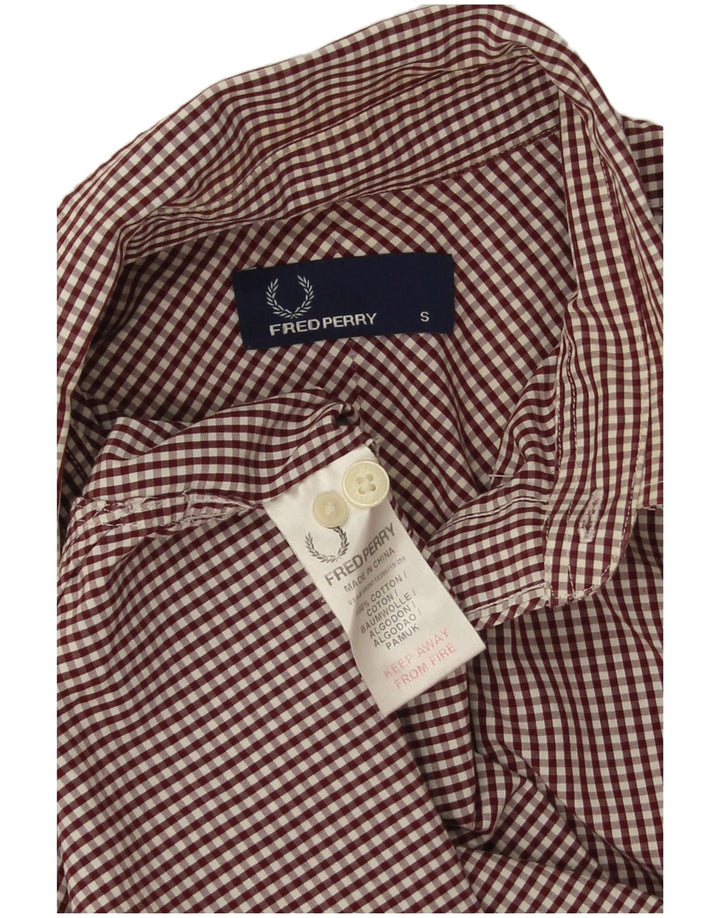 Cămașă Fred Perry pentru bărbați, bumbac vichy burgundă