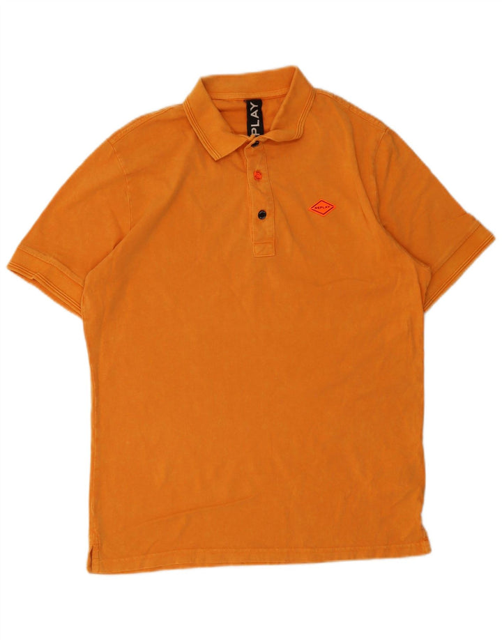 Tricou polo pentru bărbați Replay, bumbac portocaliu mic